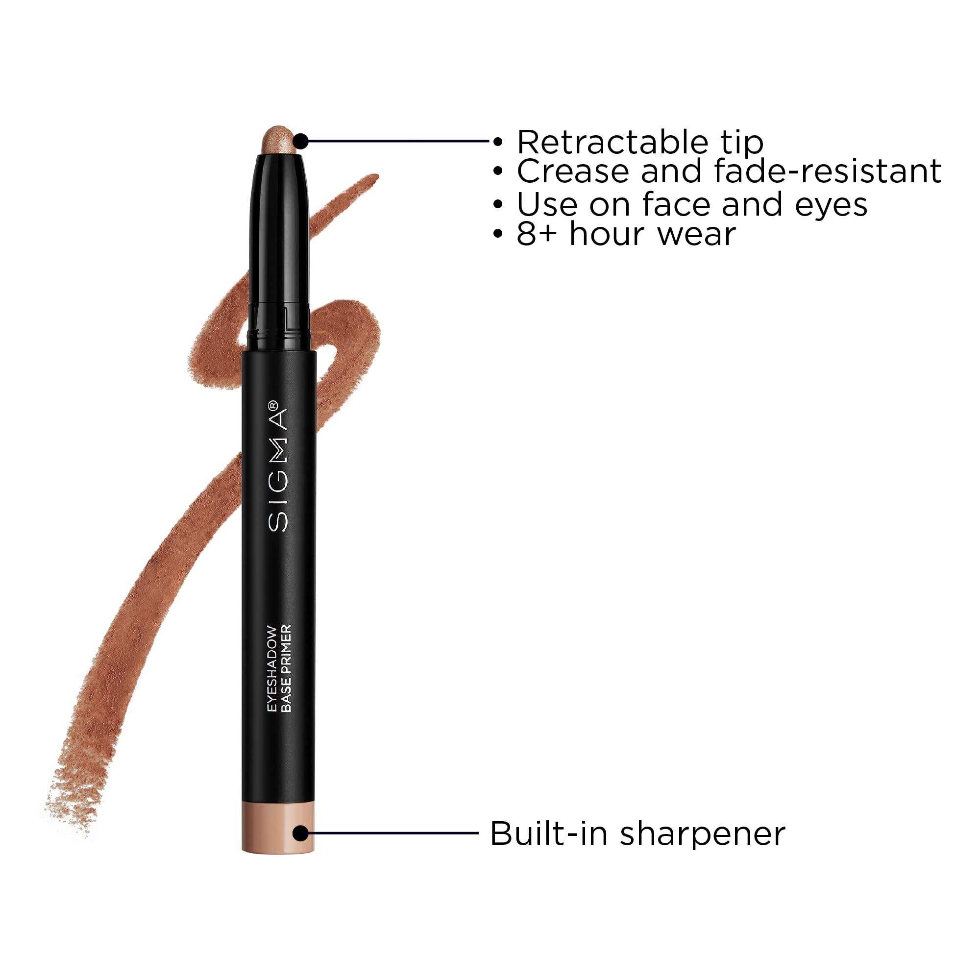 Primer evita pliegues para sombras más nítidas y definidas.
