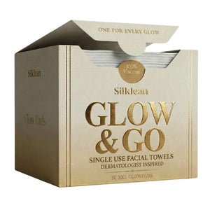 Silklean Glow & Go XL, toalla facial desechable: limpieza suave para rostro completo.