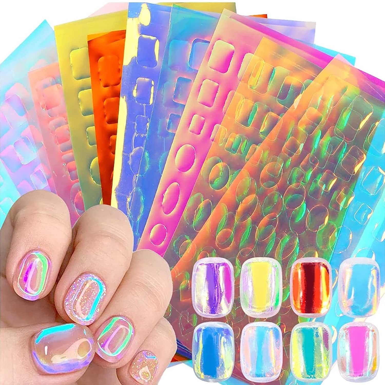 SILPECWEE foil uñas aurora, acabado iridiscente para uñas elegantes.