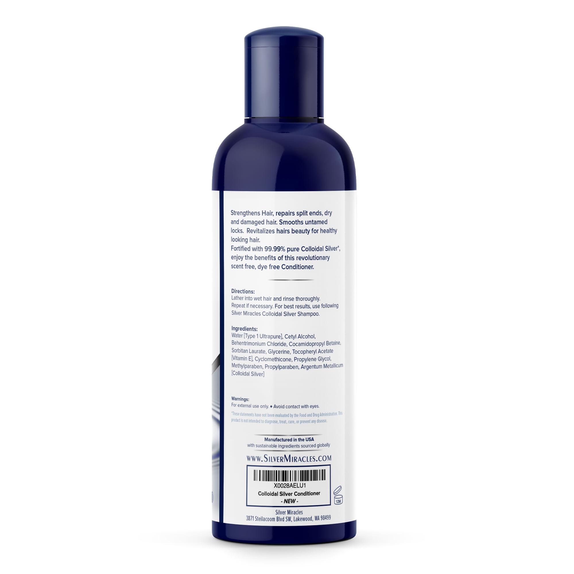 Aplicación suave para cabello brillante con acondicionador Silver Miracles de plata coloidal