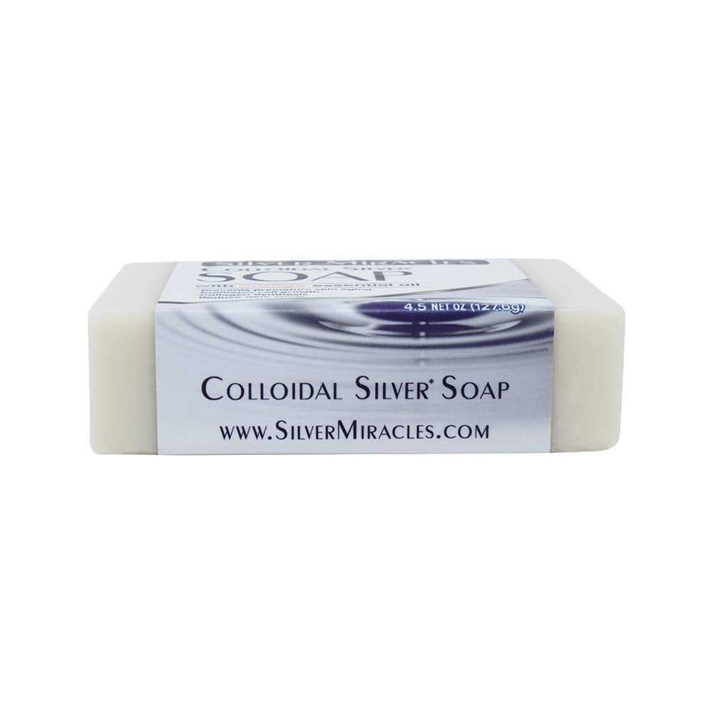 Silver Miracles Jabón de plata coloidal de naranja, ideal para uso facial y corporal diario.