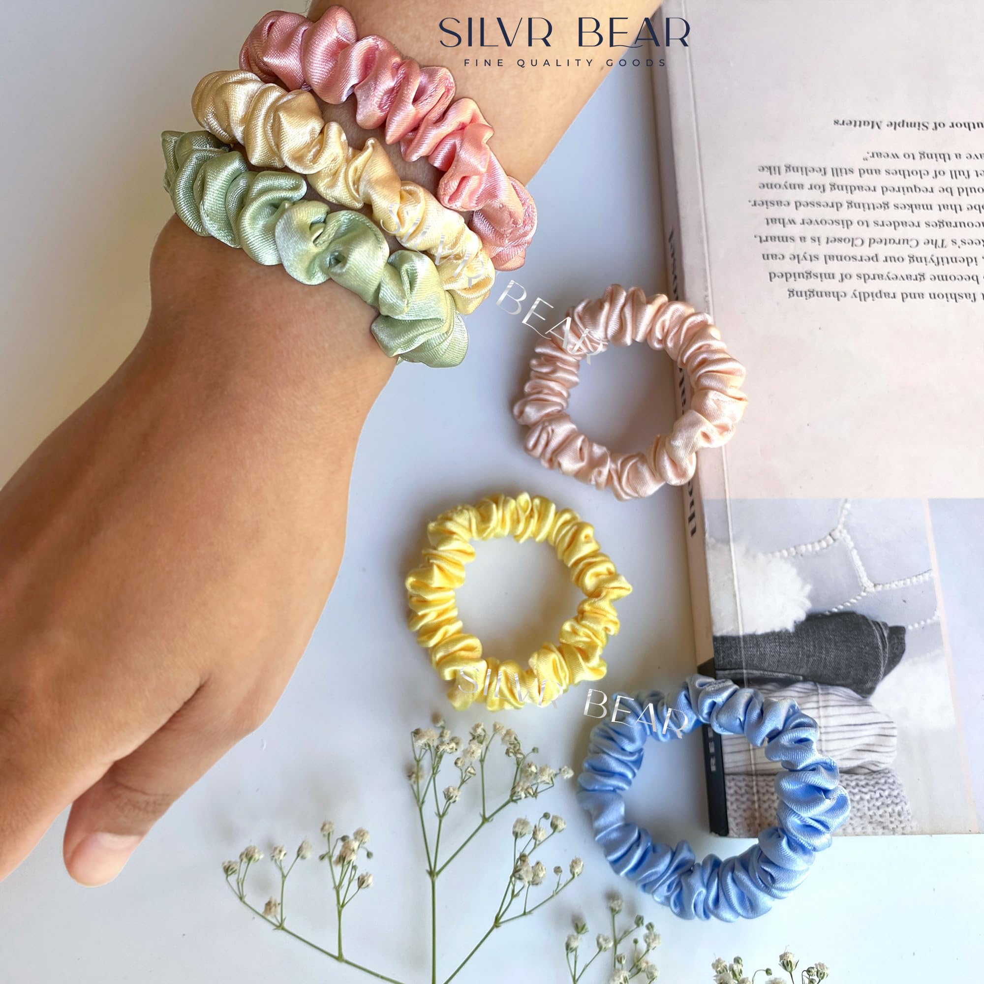 Silvr Bear lazo satinado rosa pálido versátil para muñecas y cabello