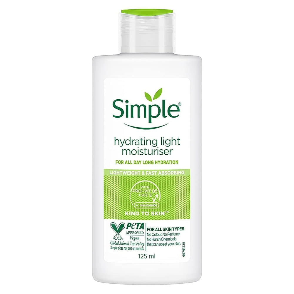 Simple Hidratante Ligero: botella de 125 ml para uso diario y suave hidratación.