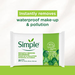 Simple Kind To Skin, toallitas desmaquillantes para rostro, eliminan maquillaje a prueba de agua con suavidad
