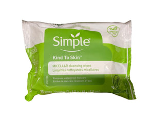 Simple Micellar Wipes: paquete en mano para limpieza rápida y suave, desmaquilla sin irritar.