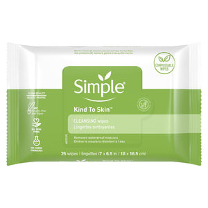 Toallitas faciales Simple desmaquillantes eliminan maquillaje con suavidad.