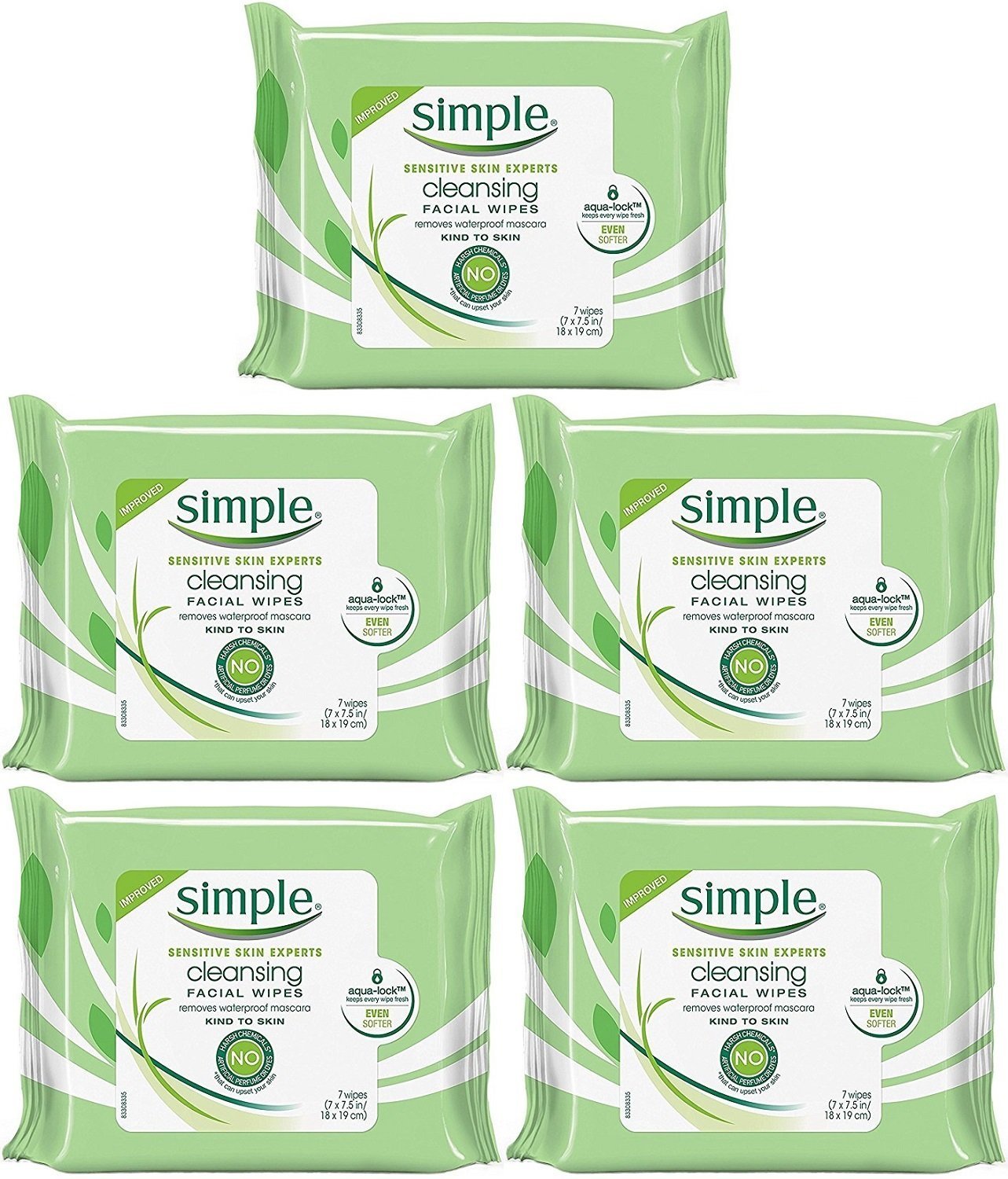 Toallitas Simple de limpieza facial de viaje para piel sensible y maquillaje resistente