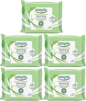 Toallitas Simple de limpieza facial de viaje para piel sensible y maquillaje resistente