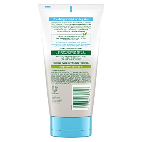 Burbujas micelares de Simple Water Boost para limpieza suave