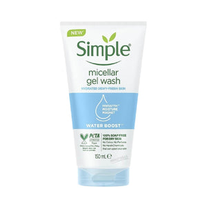 Simple Water Boost Gel micelar limpia suavemente el rostro y elimina maquillaje