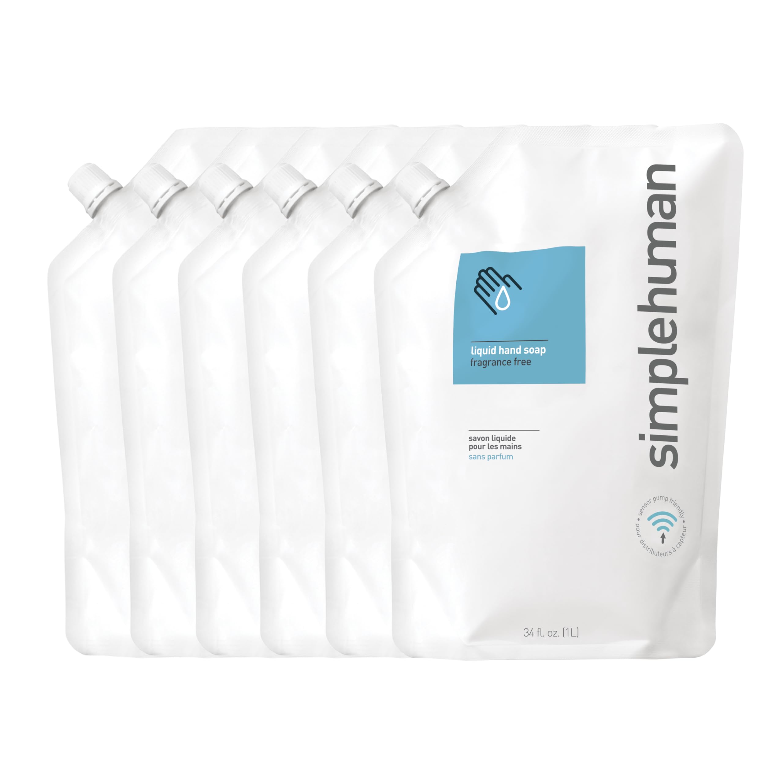 simplehuman bolsa de recambio sin fragancia para jabón de manos 34oz.