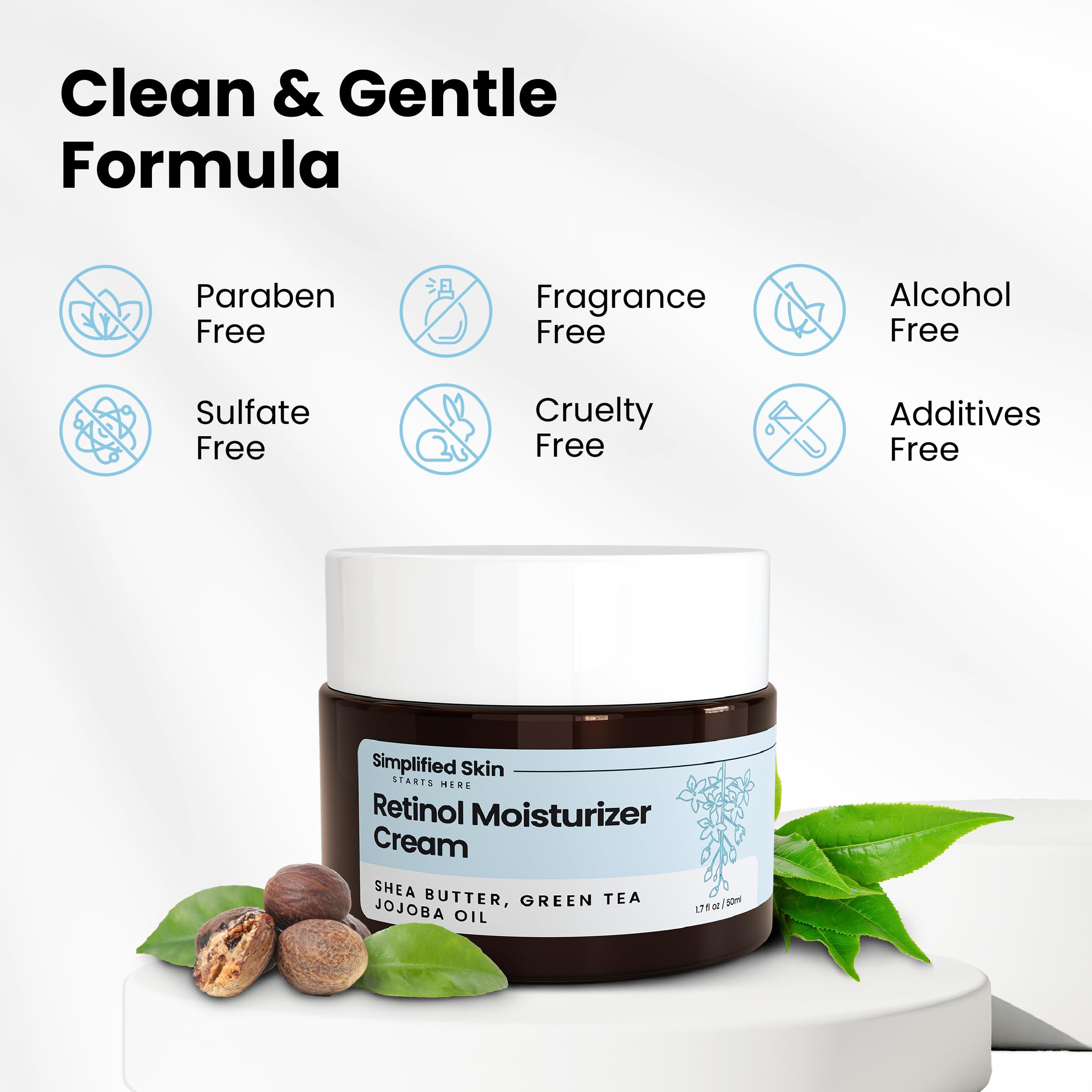 Simplified Skin Retinol con Vitamina E y B5 hidrata la piel.