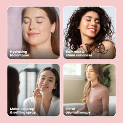 Rosa spray de Simplified Skin para maquillaje, fijación suave