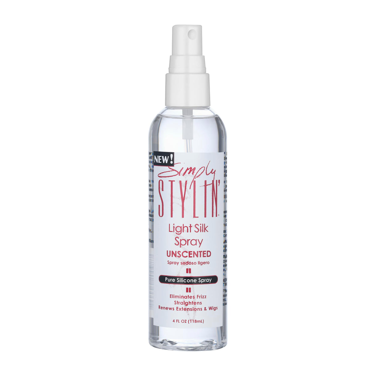 Simply Stylin Light Silk Spray: botella-aplicacion para control del encrespamiento y acabado suave