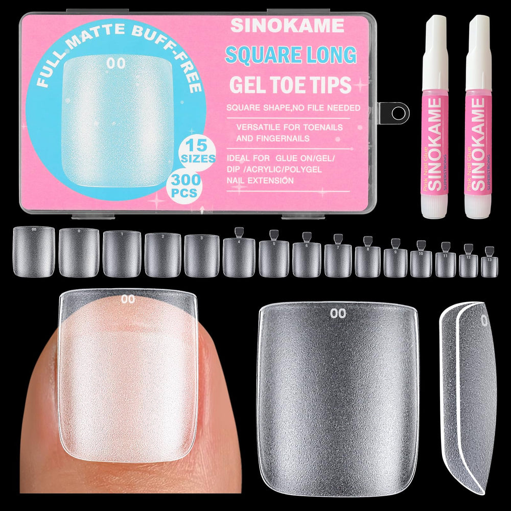 SINOKAME uñas-cuadradas-mate: cobertura total y aplicacion rapida.