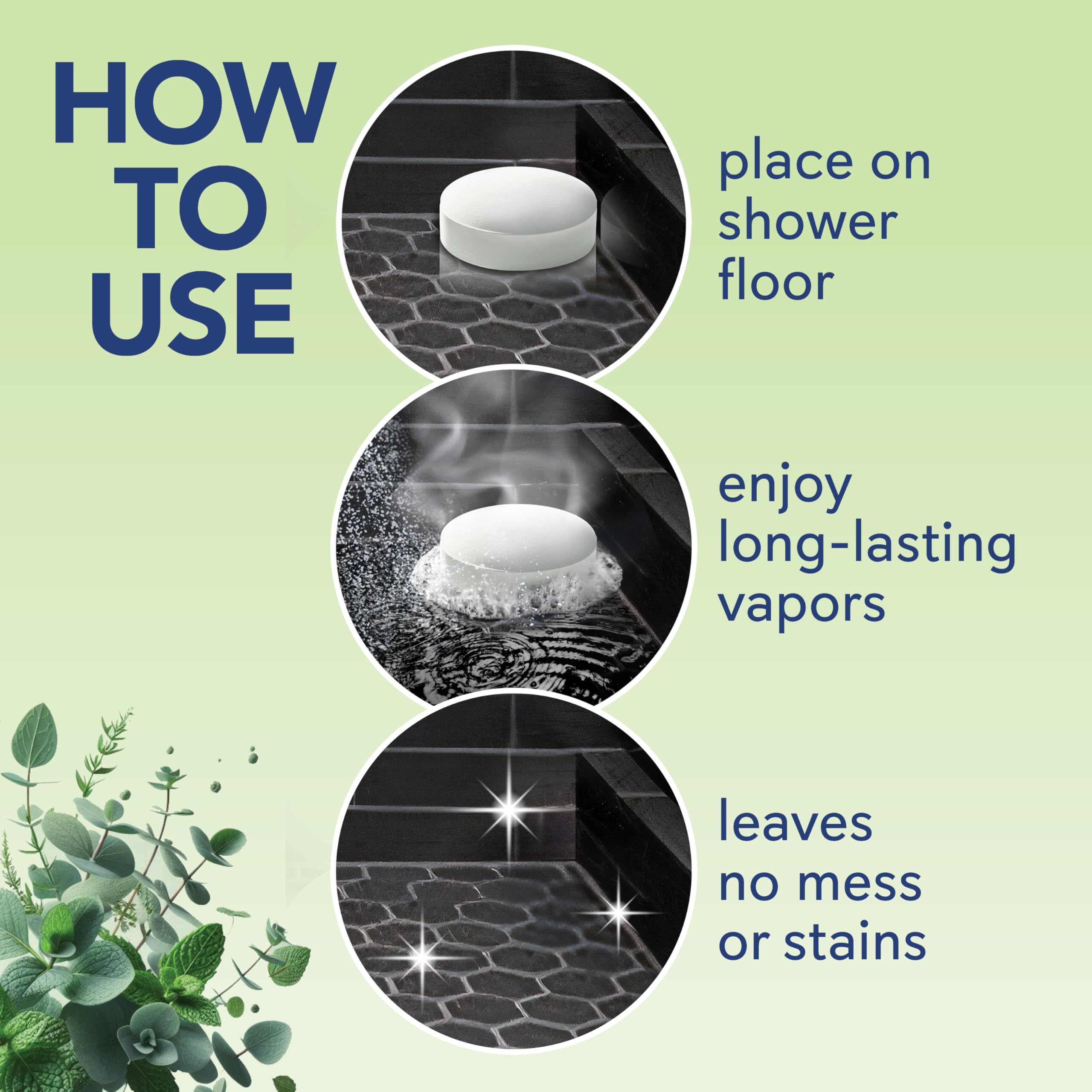 Uso fácil de las tabletas SinuCleanse en la ducha para activar aromas.