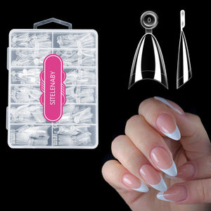 SITELENABY Uñas almendra media cobertura: ajuste natural para uñas cortas