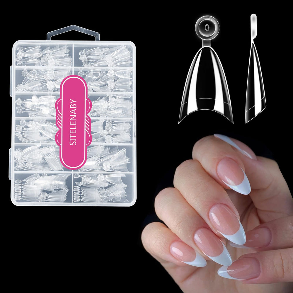 SITELENABY Uñas almendra media cobertura: ajuste natural para uñas cortas