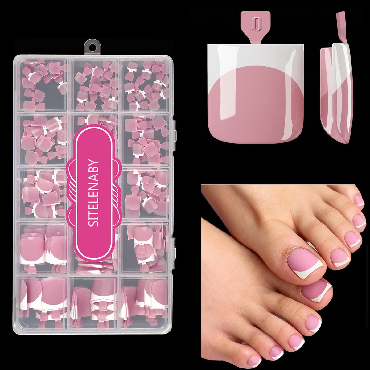 SITELENABY uñas frances cuadradas, aspecto natural y rápida aplicación en los dedos