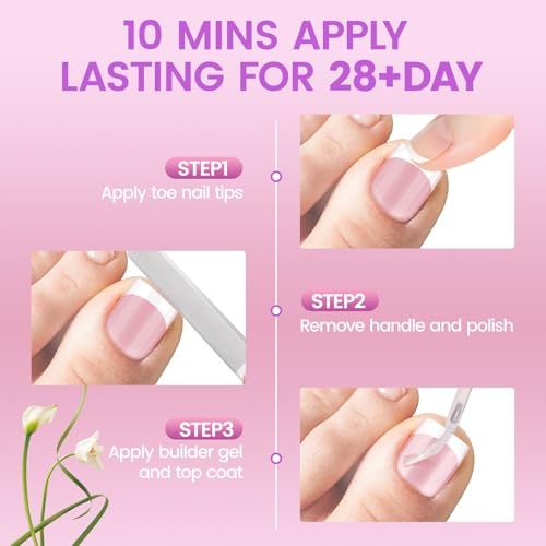 SITELENABY uñas frances para pie, acabado natural y cómodo
