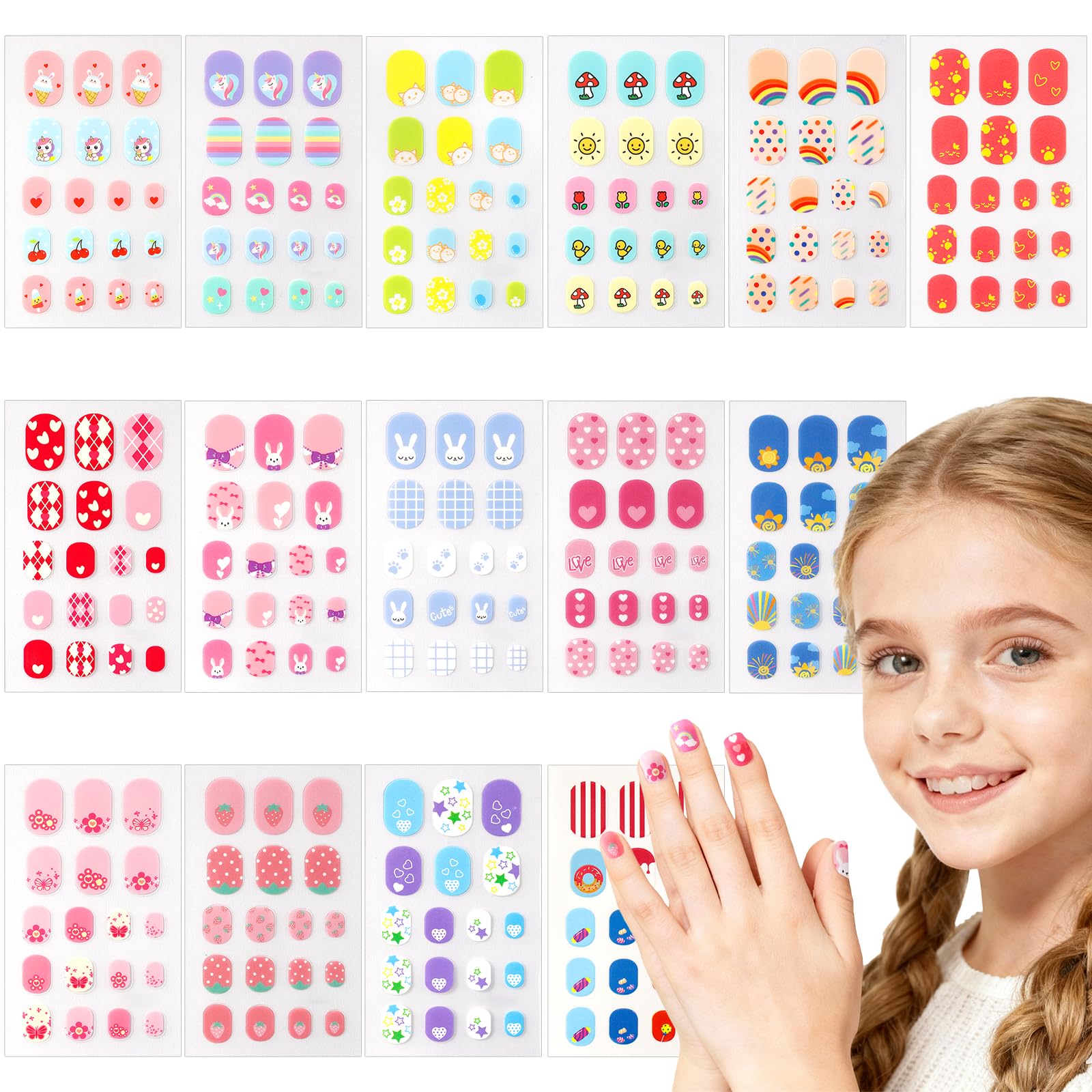 SIUSIO pegatinas para uñas infantiles con diseños divertidos para creatividad rápida