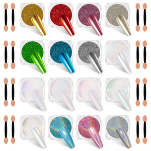 Polvo Siusio con acabado metalizado espejo Aurora para brillos duraderos en uñas.