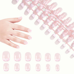 Uñas SIUSIO para niñas con Frances y bow, degradado rosado, look tierno para fiestas.