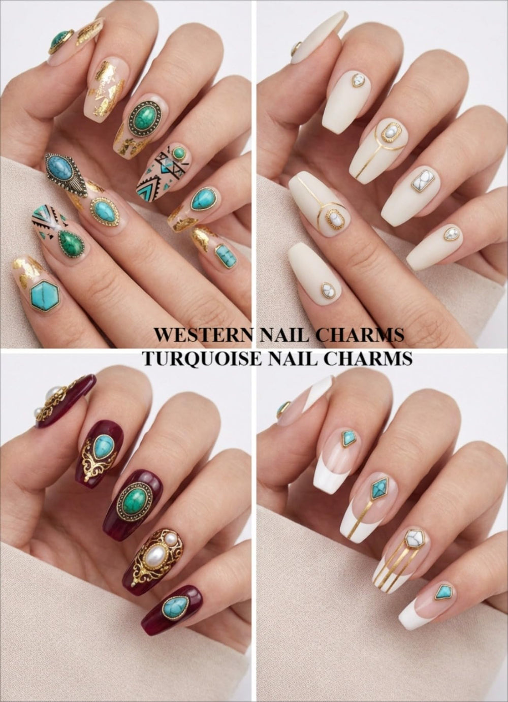 SIXAOAZZ adorno uñas turquesa en forma de triangulo, estilo moderno