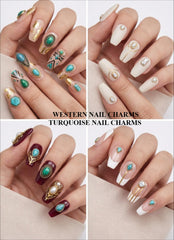 SIXAOAZZ adorno uñas turquesa en forma de triangulo, estilo moderno