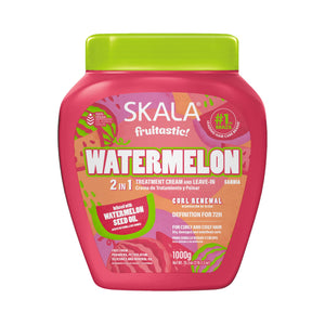 SKALA Melancia: textura cremosa para tratamiento 2 en 1, mejora hidratación ligera y brillo natural.
