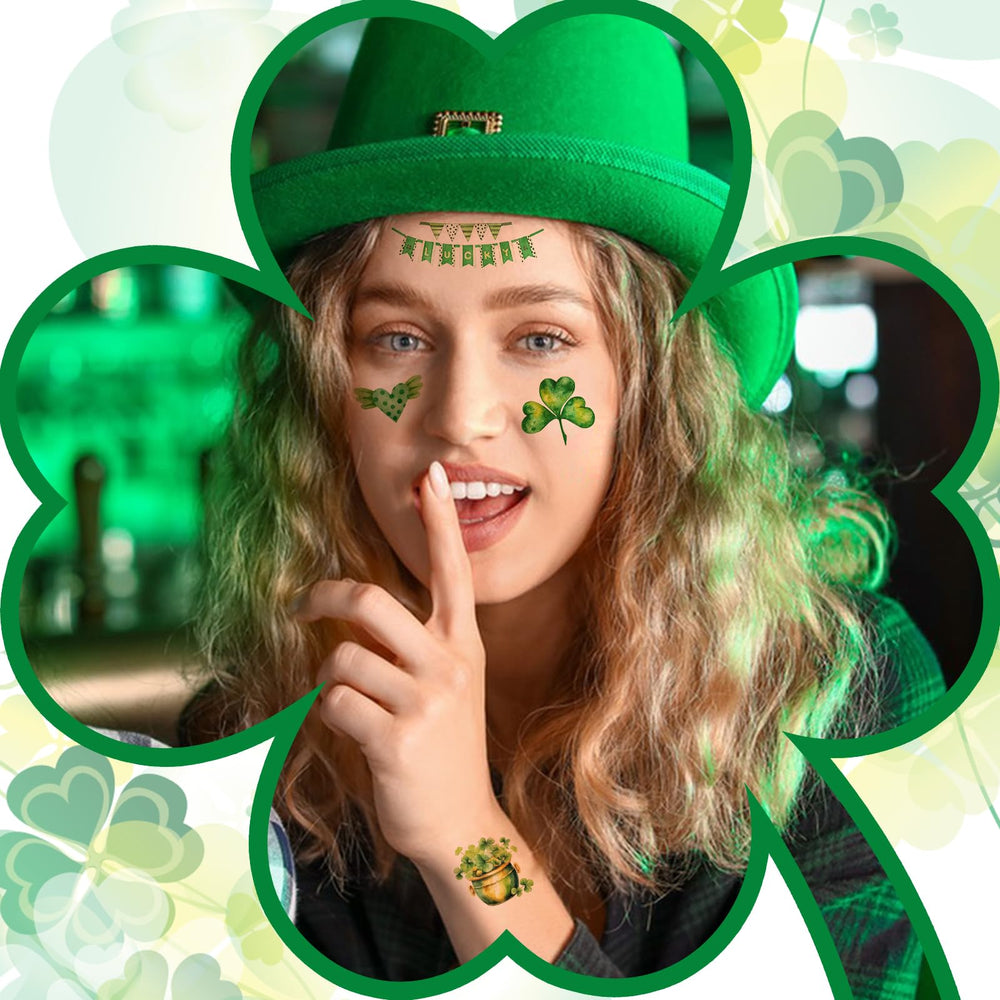 Tatuaje Skedimu día de San Patricio sombrero acuarela, perfecto para desfiles y temáticas.
