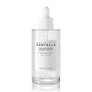 SKIN1004 Madagascar Centella, capsula-ampolla y envase, cuidado calmante para piel sensible.