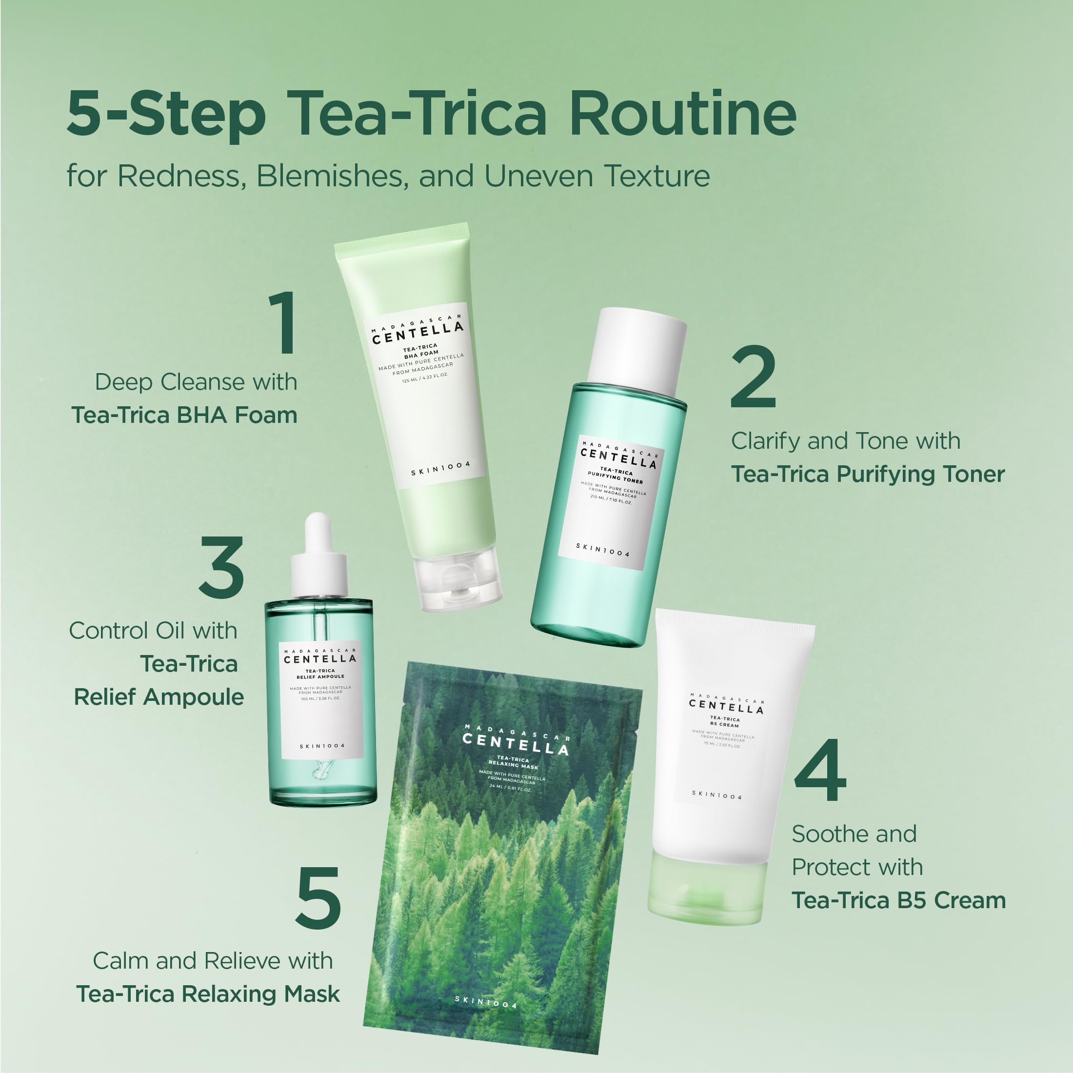 SKIN1004 Tea-Trica ampolla con onagra y pueraria para nutrición diaria.