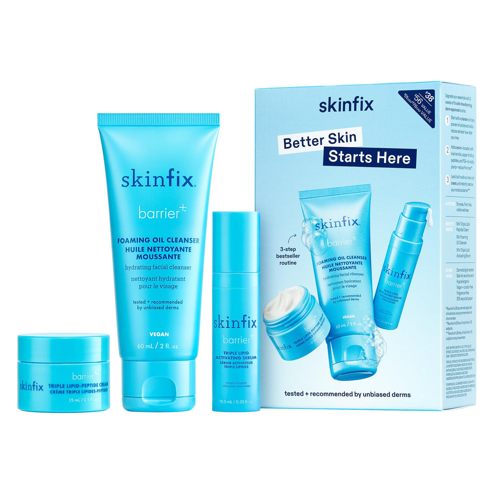 Skinfix Barrier+ Kit visto de frente, empaque limpio para uso diario.