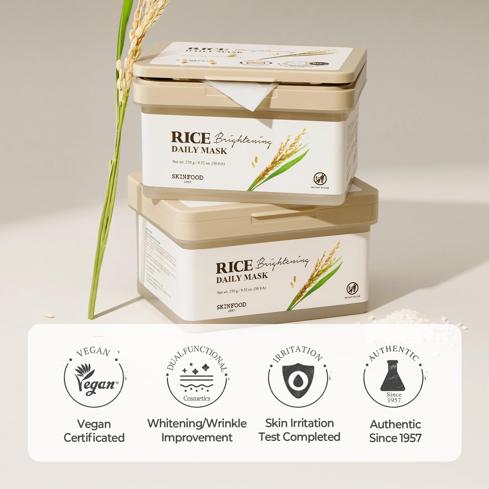 Paquete a granel de Mascarilla de arroz SKINFOOD para constancia