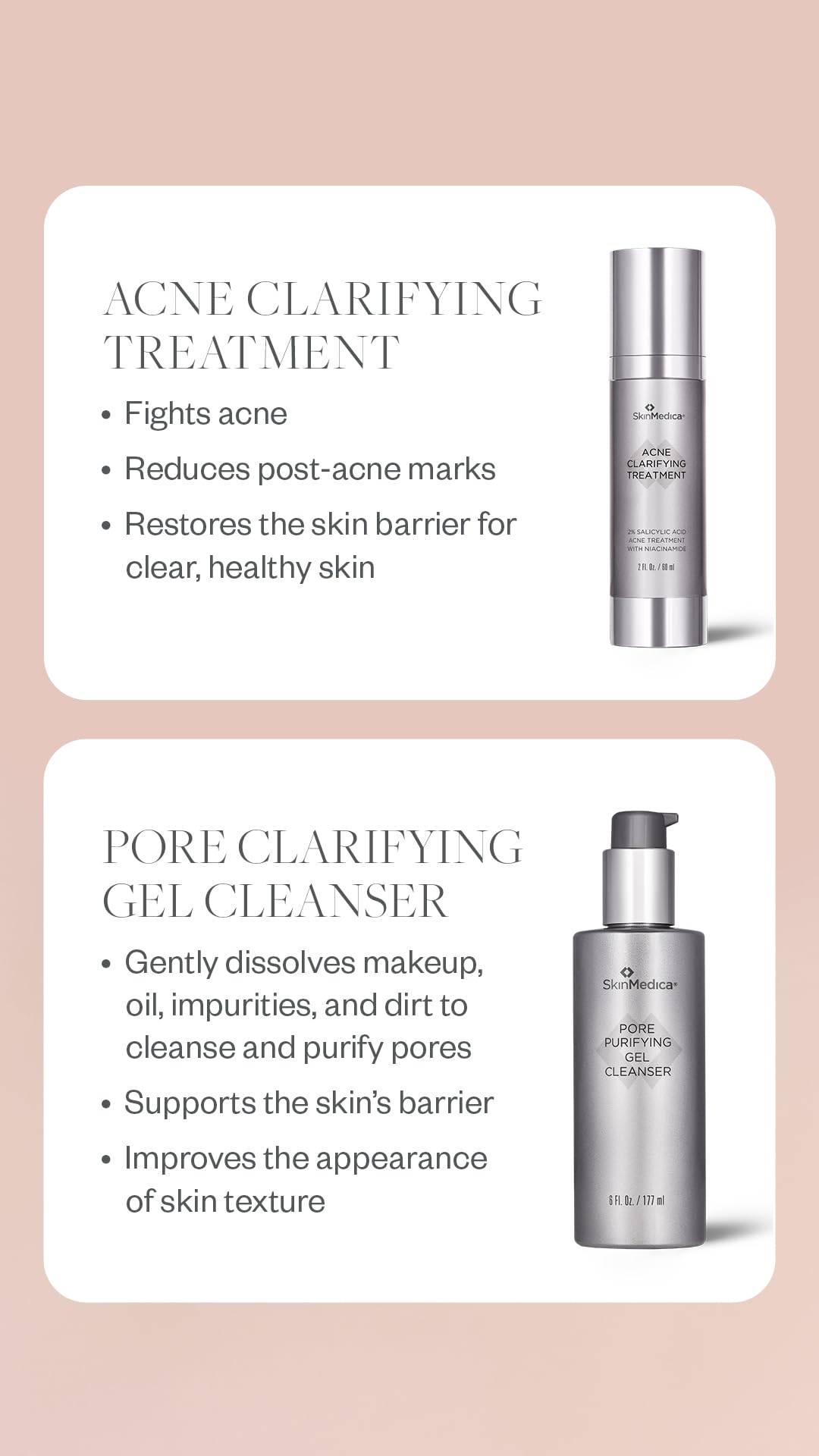 SkinMedica purificador de poros, envase y etiqueta elegantes para tu rutina