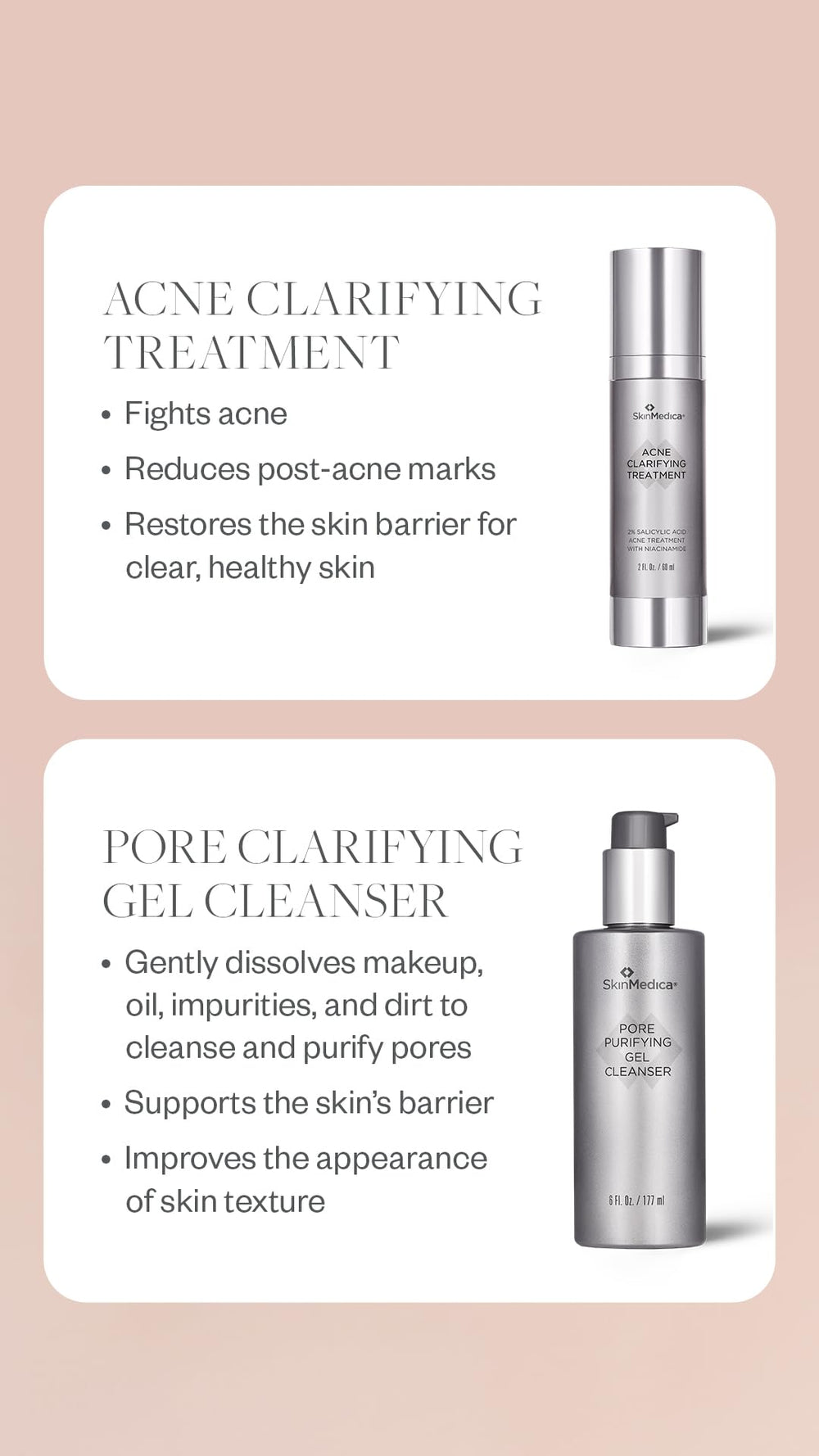 SkinMedica purificador de poros, envase y etiqueta elegantes para tu rutina