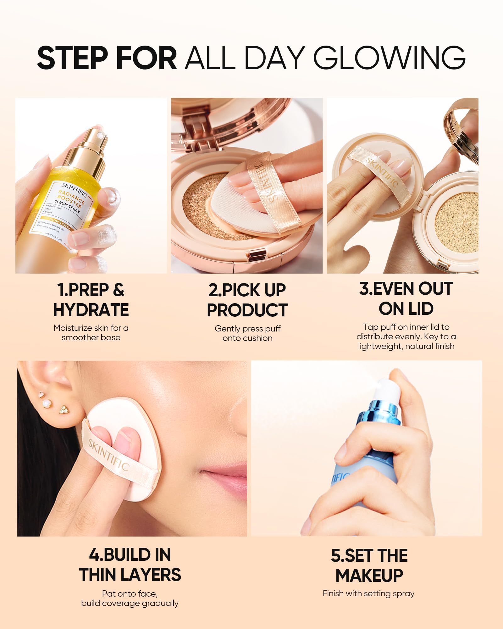 SKINTIFIC Cushion aplicador integrado para retoques precisos