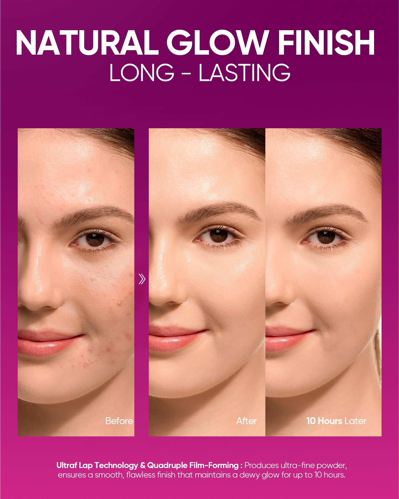 SKINTIFIC Pink Glow Base en Cojín, resistencia a la oxidación para color duradero.