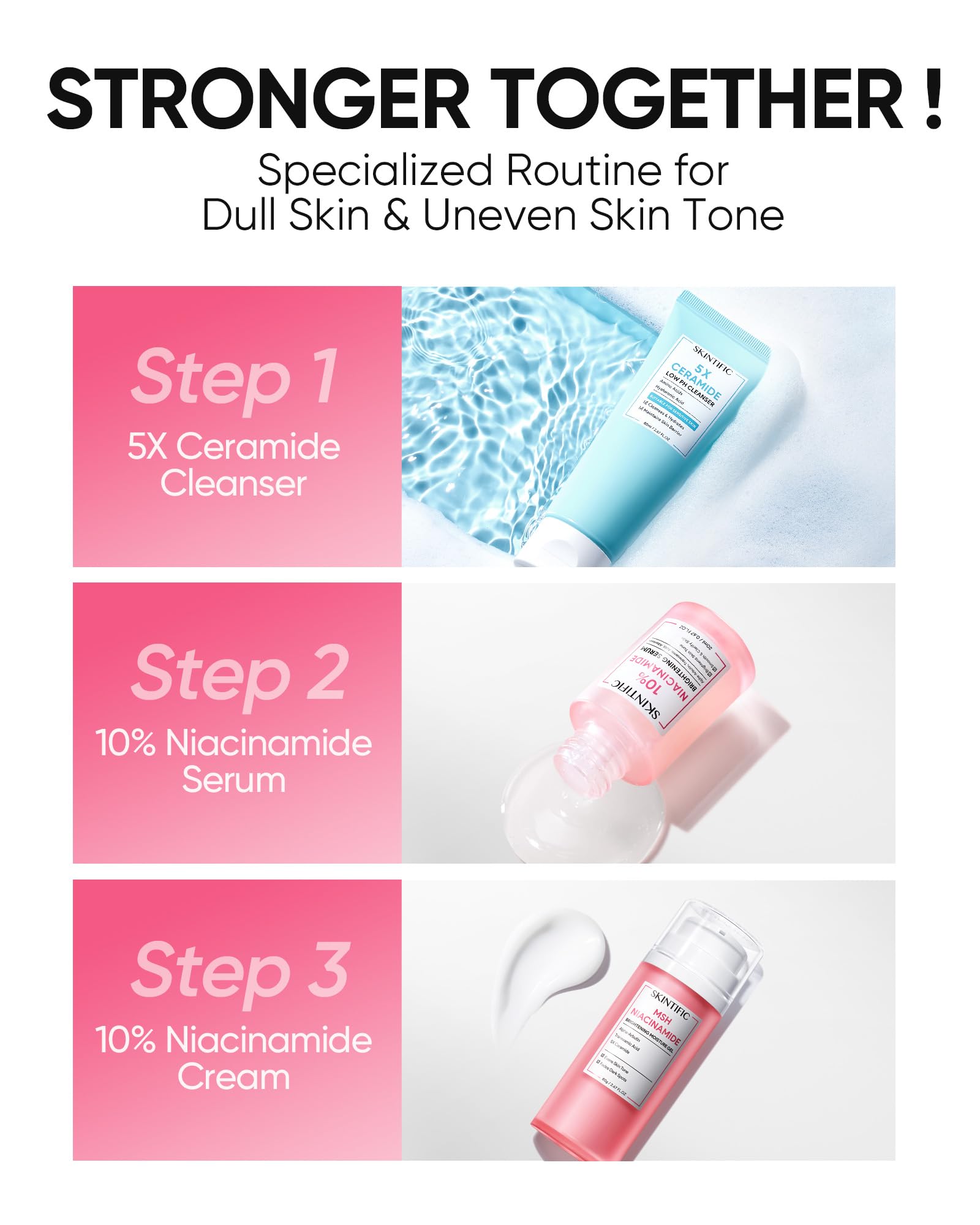 Aplicación suave del serum SKINTIFIC sobre la piel, absorción rápida