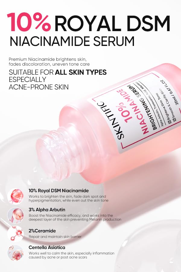 Etiqueta detallada de SKINTIFIC Niacinamida 10% con Arbutina Alfa