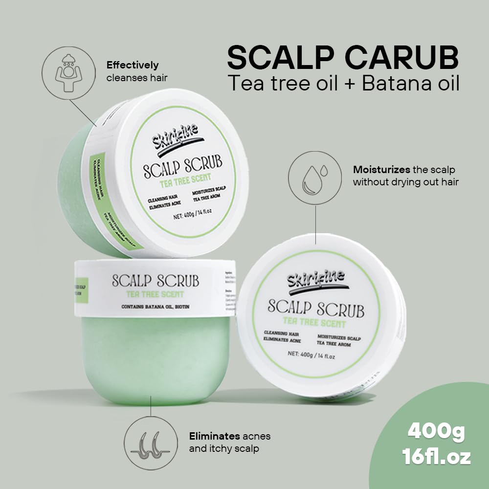 Skirifine exfoliante con cristales de azúcar natural para cabello limpio.