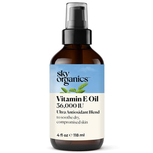 Sky Organics Aceite Vitamina E frasco de vidrio, hidratación suave para la piel.