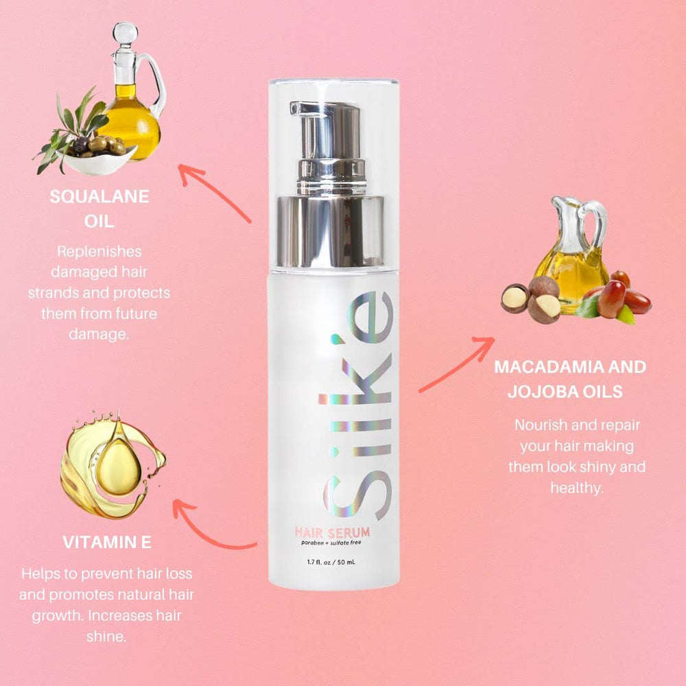 Sleek'e Silk'e Serum: brillo satinado que realza el cabello.