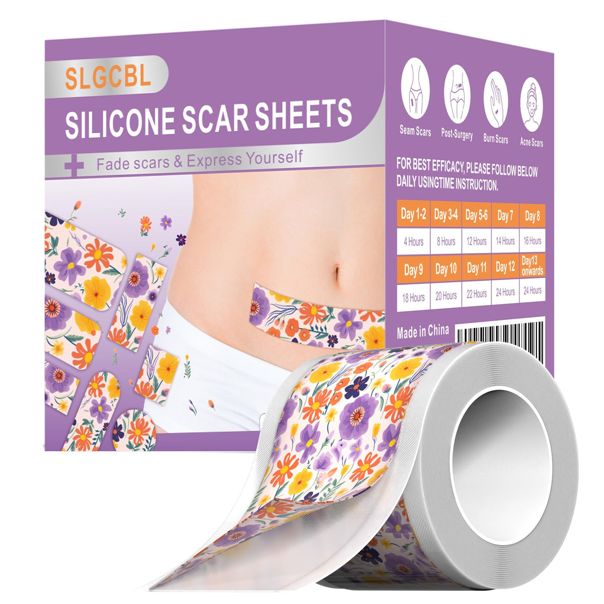 SLGCBL cinta silicona para cicatriz quirúrgica, hidrata y suaviza la piel.