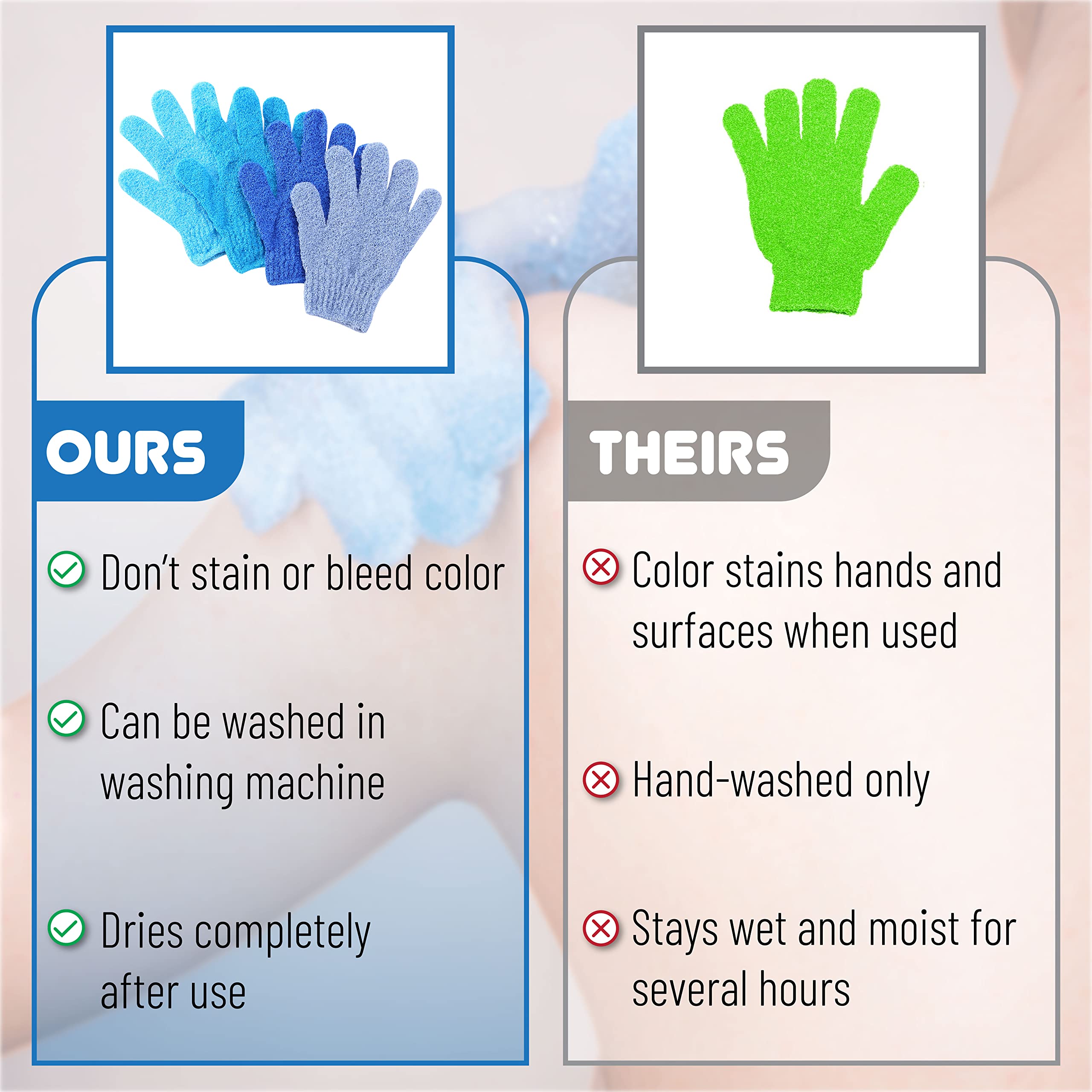 Guantes exfoliantes Slick Solutions reutilizables y duraderos
