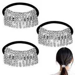 Sliverdew gomitas pelo elásticas con cristales facetados plateados para un peinado duradero y elegante.