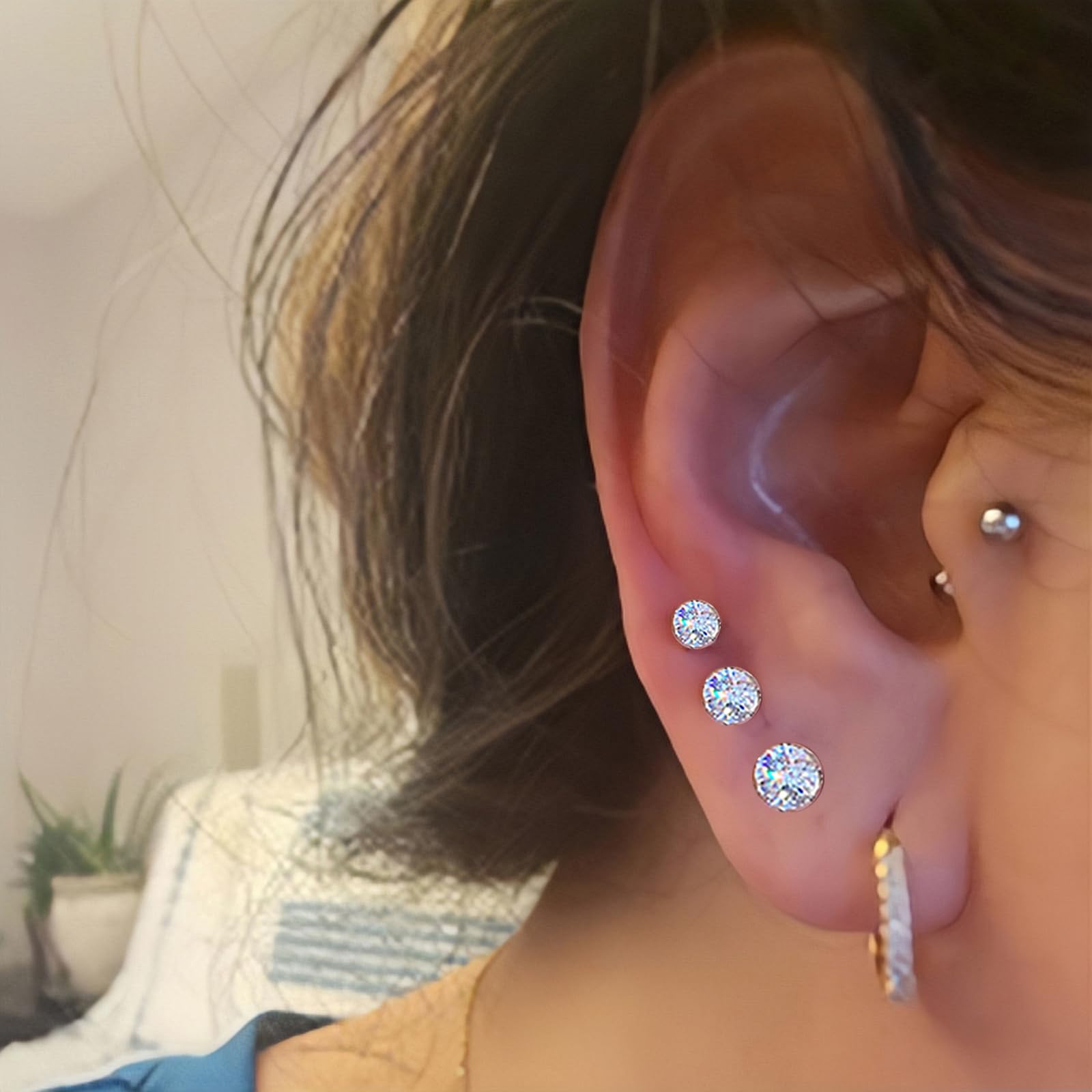 SLVIEKAE aretes cristal 3mm para un estilo suave