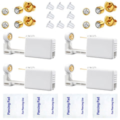 Kit SLVIEKAE de perforación de oreja dorado y blanco, listo para casa