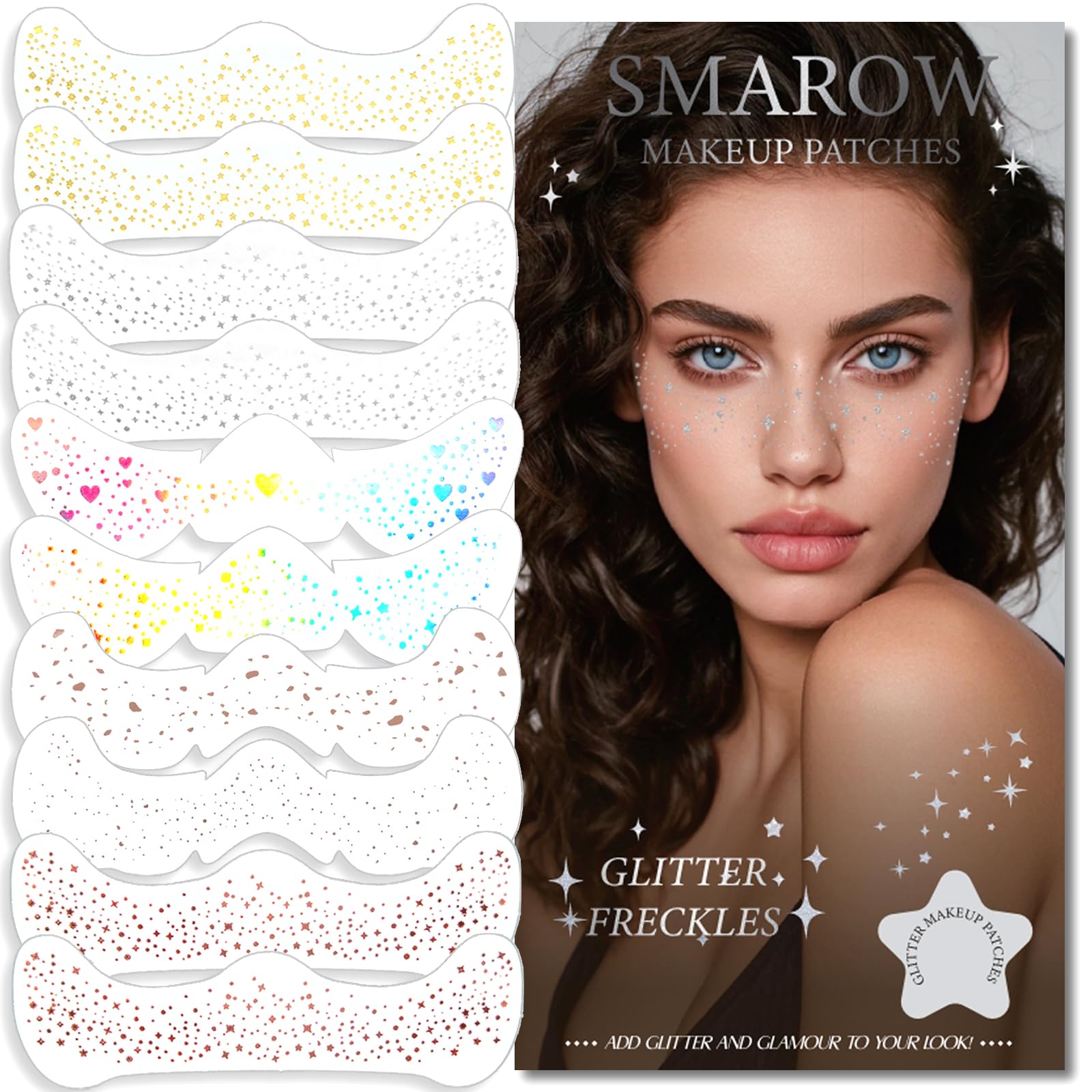 Smarow pecas brillantes para la cara, brillo suave y seguro para la piel.